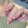 Sweet Summer Fake Nails Patches Pink Candy Color Press on Nails Women Wearable Nail Art Stickers Full Finished False Nails 24pcs Online now