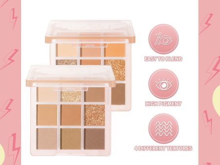 POPJUICE 9 Color Giltter Eyeshadow Palette Matte Shimmer High Pigment Waterproof Easy To Blend Eyeshadow Powder Makeup For Discount