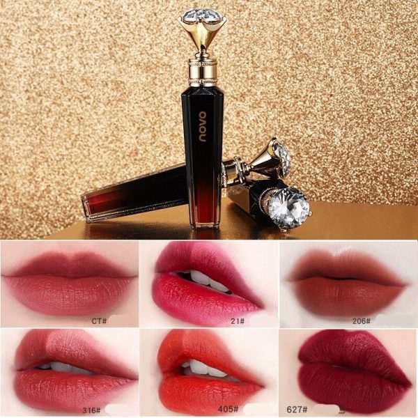 Sparkling Black Diamond Velvet Lip Glaze Waterproof Matte Lip gloss Long Lasting Silky touch Moisturizing Pigmented Lip Makeup Online Hot Sale