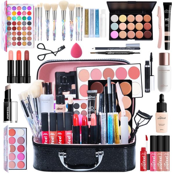 OKLULU  All In One Makeup Kit(Eyeshadow, LiGloss,Lipstick,Brushes,Eyebrow,Concealer)Beauty Cosmetic Bag For Cheap