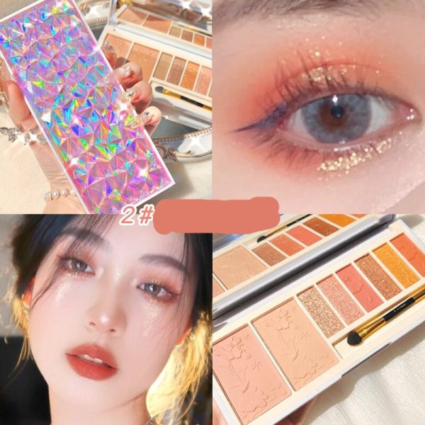 Starry Diamond 8 Colors Eyeshadow Palette Glitter Matte Shiny Eye Makeup Long Lasting Contour Powder Brighten Eye With LED Light Supply