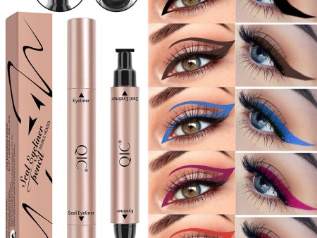 Winged Colored Eyeliner Stamp 2 in 1 Waterproof Liquid Eye Liner Pencil Red Blue Brown Eyeliner Long Lasting Makeup for Women For Sale