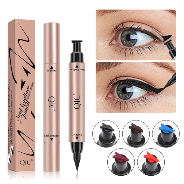 Winged Colored Eyeliner Stamp 2 in 1 Waterproof Liquid Eye Liner Pencil Red Blue Brown Eyeliner Long Lasting Makeup for Women For Sale