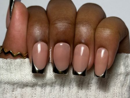 Chrome French Tip Press On Nail Set Online now