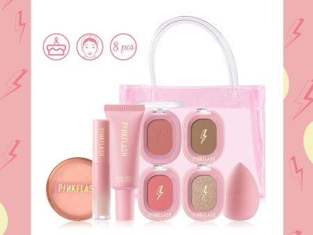 Oklulu 1 Anniversary Face Makeup Set Liquid Foundation Concealer Highlight Blush Loose Powder Women Face Beauty Cosmetics Kit For Sale