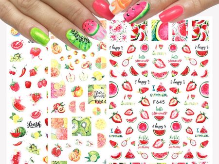 Yeknu 1PC Summer Watermelon Fruit 3D Nail Sticker Nail Decal Avocado Strawberry Nail Art Decoration Accessories Manicure Nail Design Online now