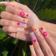 Pink False Nails With Small Flower Design Detachable Long Coffin French Ballerina Fake Nails Full Cover Nail Tips Press On Nails Cheap