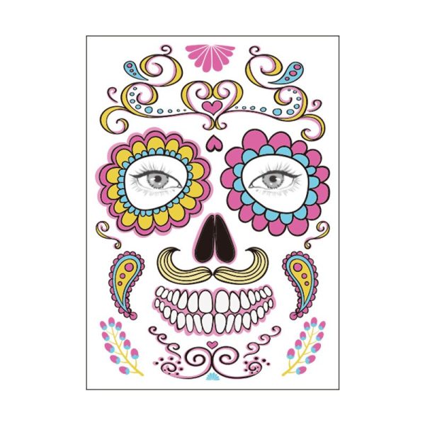 waterproof temporary tattoo sticker halloween face eye mouth fake tattoo water transfer Day of The Dead Skull Makeup Beauty For Cheap