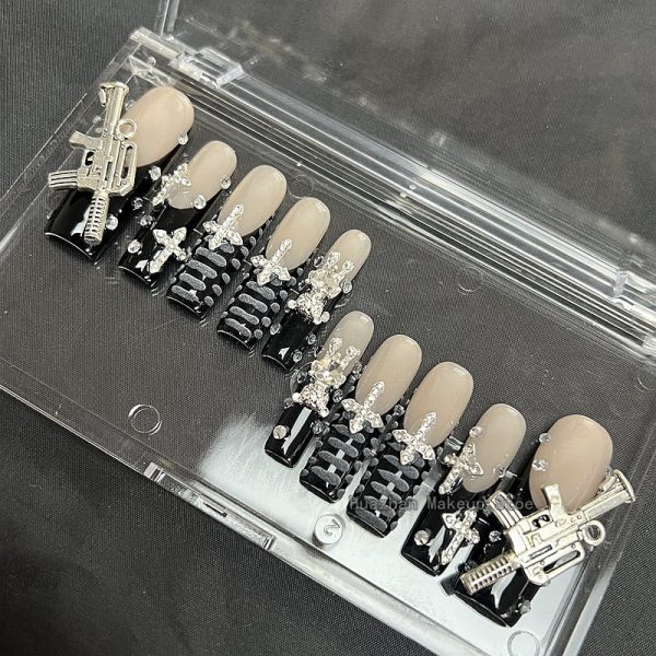 Handmade Luxury 3XL Full Cover False Nail Tips Glittery Rhinestone Press On Nails Y2K Reusable XXL XL Long Fake Nail With Glue Discount