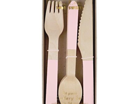 Cutlery Set- 24 Ct Pink Dipped For Cheap