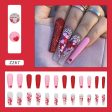 Rhinestones Splicing Heart Long Fake Nails Art Tips Press on Nail False For Extensionfake Nails With Glue Stickers Reusable Set For Discount