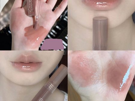 Punk Dark Brown Mirror Water Lip Gloss Red Lip Glaze Transparent Glass Lip Oil Waterproof Liquid Lipstick Nude Clear Tint Makeup Online now