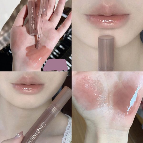 Punk Dark Brown Mirror Water Lip Gloss Red Lip Glaze Transparent Glass Lip Oil Waterproof Liquid Lipstick Nude Clear Tint Makeup Online now