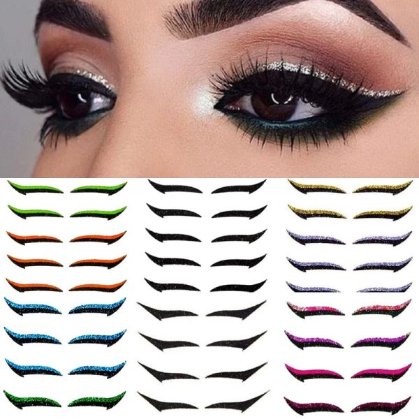 Oklulu 6 Pairs Glitter Eyeliner Sticker Set Waterproof Double Line Eyelid Patch Reusable Self-adhesive Eyelid Sticke Makeup Beauty Tool Discount