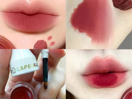 Mousse Canned Lip Mud 3 Colors Waterproof Non-stick Cup Velvet Matte Solid Lipstick with Brush Long Lasting Lips Makeup Cosmetic Online Sale