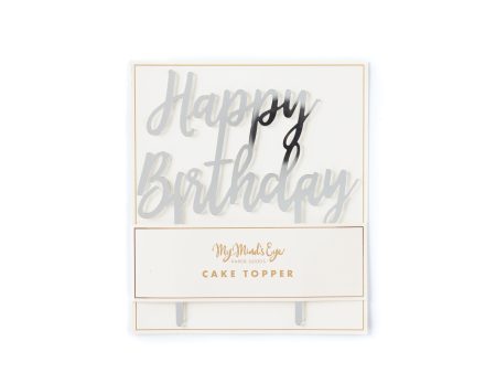 Cake Topper  Happy Birthday  Silver on Sale