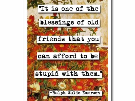 Ralph Waldo Emerson Old Friends Quote Blank Greeting Card For Sale