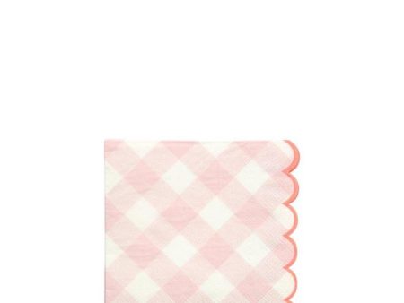 Light Pink Check Beverage Napkins on Sale