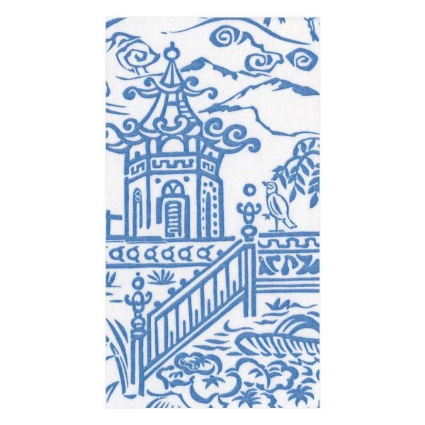 Pagoda Toile Blue Guest Towels Discount