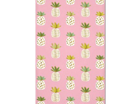 Multi Pineapple Gold Foil On Pink Guest Towels Fashion