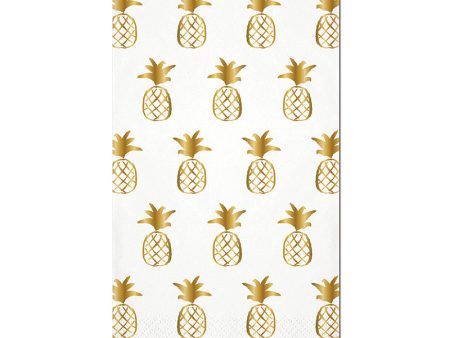 Multi Pineapple Gold Foil Guest Towels Supply