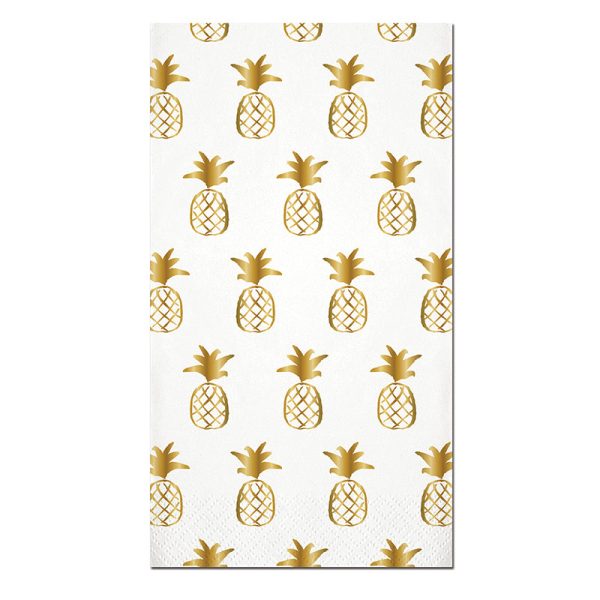 Multi Pineapple Gold Foil Guest Towels Supply