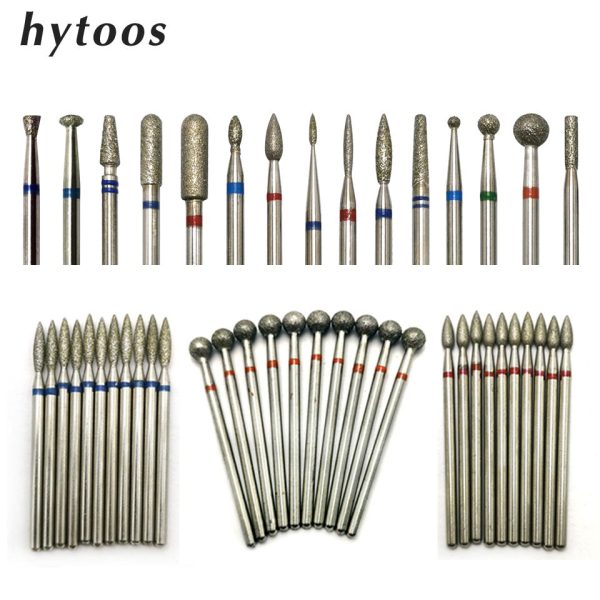 HYTOOS 10pcs Set Nail Drill Bits Diamond Cutters for Manicure Cuticle Burr Milling Cutter for Pedicure Nails Accessories Tools Cheap