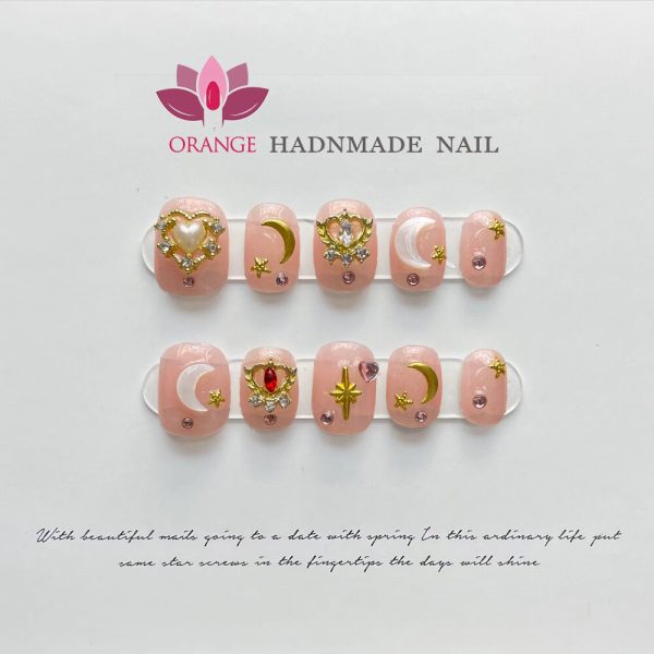 Handmade Press on Nails Glitter Rhinestone3d Charms False Nails With Designed Fingernail Fake Nail With Glue Acrylic Nail Tips Online Sale