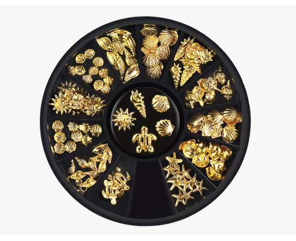 2024 Fashion Metal Sea Animal Stickers for Nails Cute Shell Shape Nail Art Decorations for Manicure on Sale