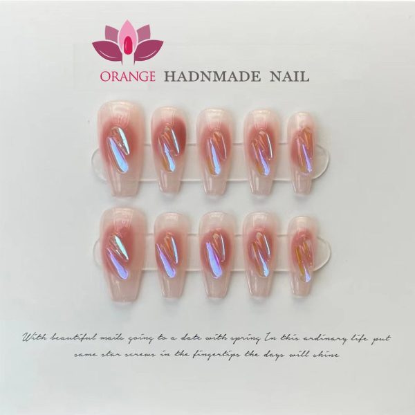 Press on Nails Tips Gel Full Cover With Design y2k False Nails Handmade High Quality Wearable Ballerina Medium  Artificial Nail For Discount