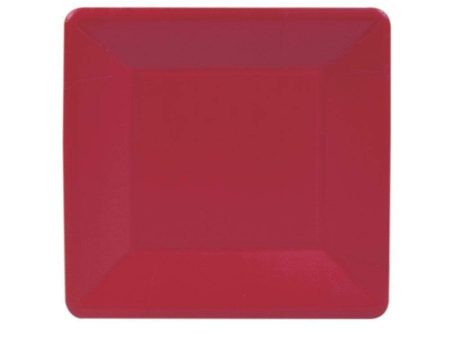 Grosgrain Border Red  Sq Small Plates Online