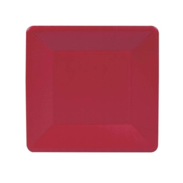 Grosgrain Border Red  Sq Small Plates Online