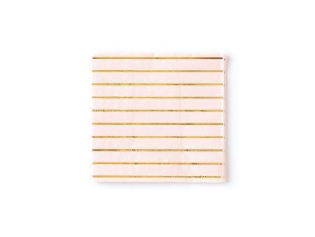 Pink with Gold Stripes Beverage Napkins Cheap