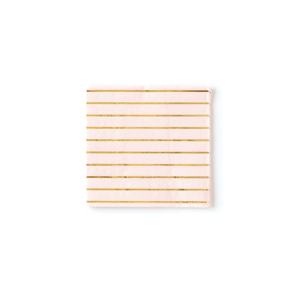 Pink with Gold Stripes Beverage Napkins Cheap