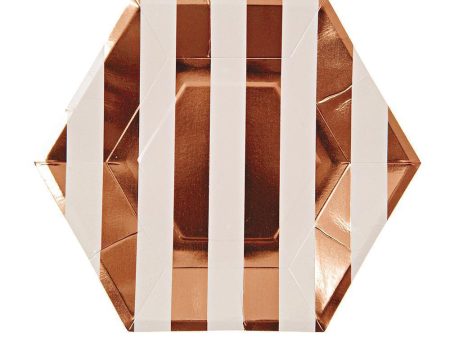 Rose Gold Stripe Hex Large Plates Hot on Sale