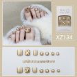 New 2022 Summer Gold Full Diamond Feet Nails Press On Fake Glitter Toe Nail Stickers Full Cover Toe Nail Tips False Foot Nails For Sale