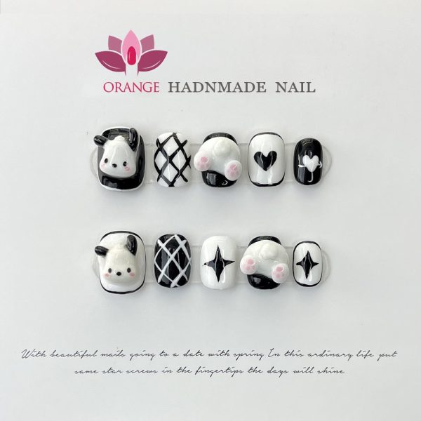 Handmade Short Press On Nails Full cover Cute Cartoon Manicuree Decoration Wearable Full With Design Acrylic Nail For Teens Hot on Sale