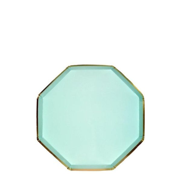 Mint Gold Trim Hex Small Plates Online