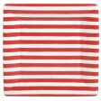 Red and White Stripe Sq Large Plates Discount