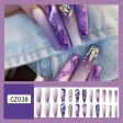 Light Luxury Violet strobe fake nails with glitter diamond press on nails accessories faux ongles long french coffin nail tips Online now