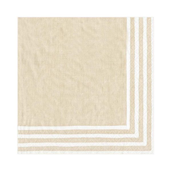 Stripe Border Natural Luncheon Napkin For Discount