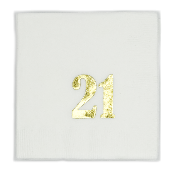 Gold Foil Number Beverage Napkins Sale