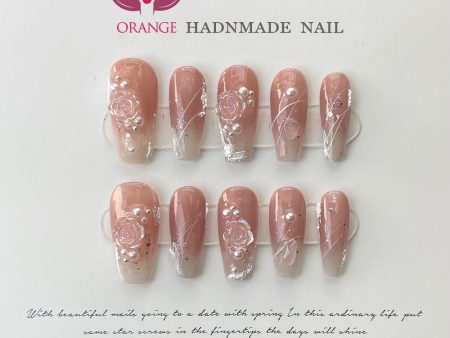 Japanese Fake Press on Nails With Design Pure Handwork High Quality Wearable Ballerina Nail Tips Artificial Korean Nail Supplies Sale