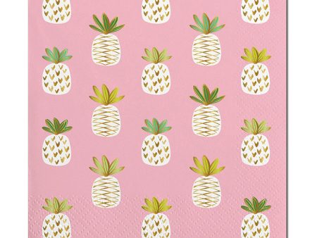 Multi Pineapple On Pink Beverage Napkin Online Hot Sale