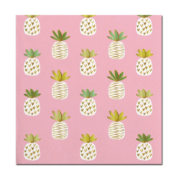 Multi Pineapple On Pink Beverage Napkin Online Hot Sale