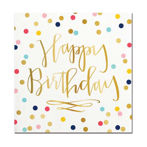 Happy Birthday Dots Beverage Napkin For Sale