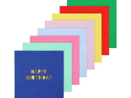 Happy Birthday Multi Color Beverage Napkins For Discount