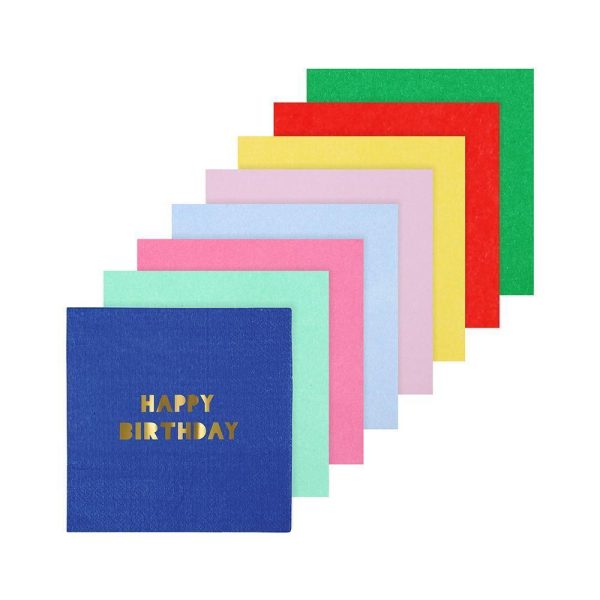 Happy Birthday Multi Color Beverage Napkins For Discount