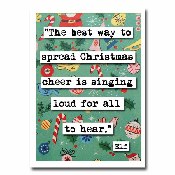 Elf Christmas Cheer Quote Blank Christmas Greeting Card (10c) Online Hot Sale