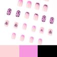 Purple Love Heart Leopard Print Wearable Nail Art Glossy Pink Fake Nails Finished False Nails Short Press on Nails with Glue on Sale